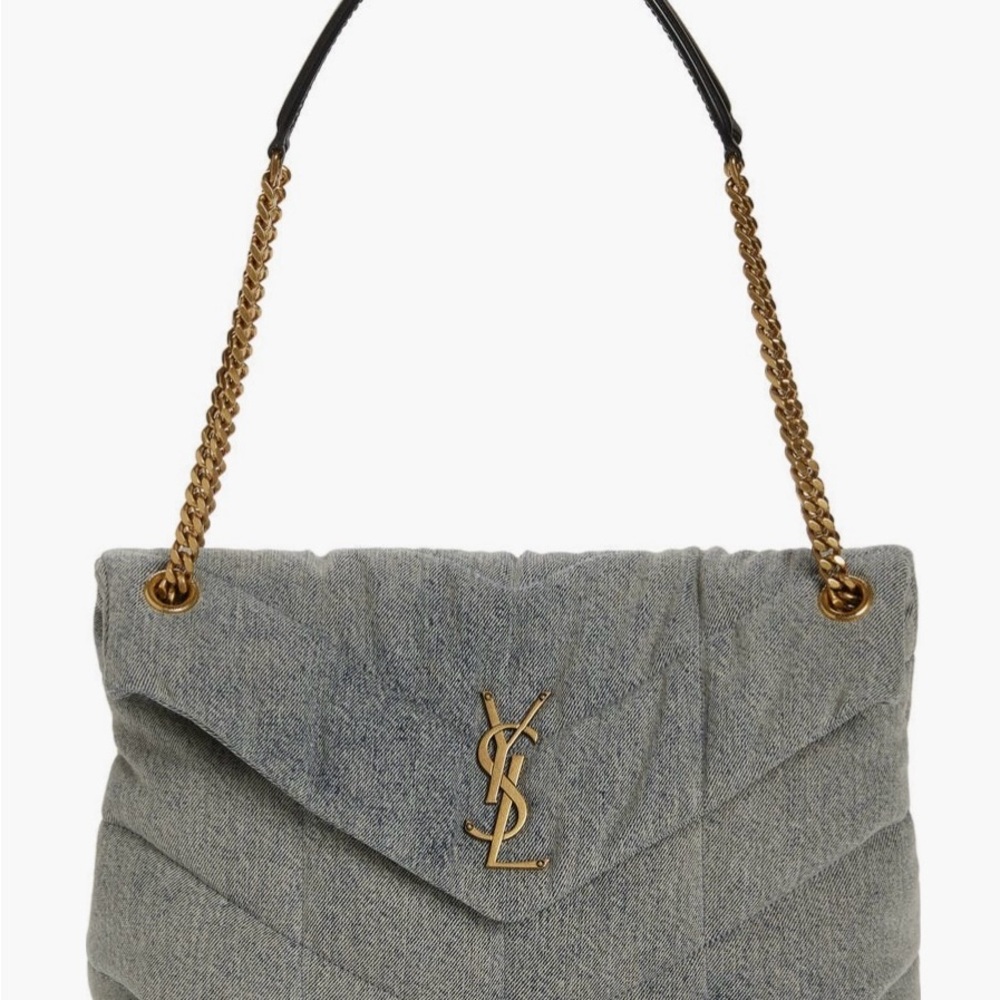 Yves Saint Laurent Gray Quilted Shoulder Bag